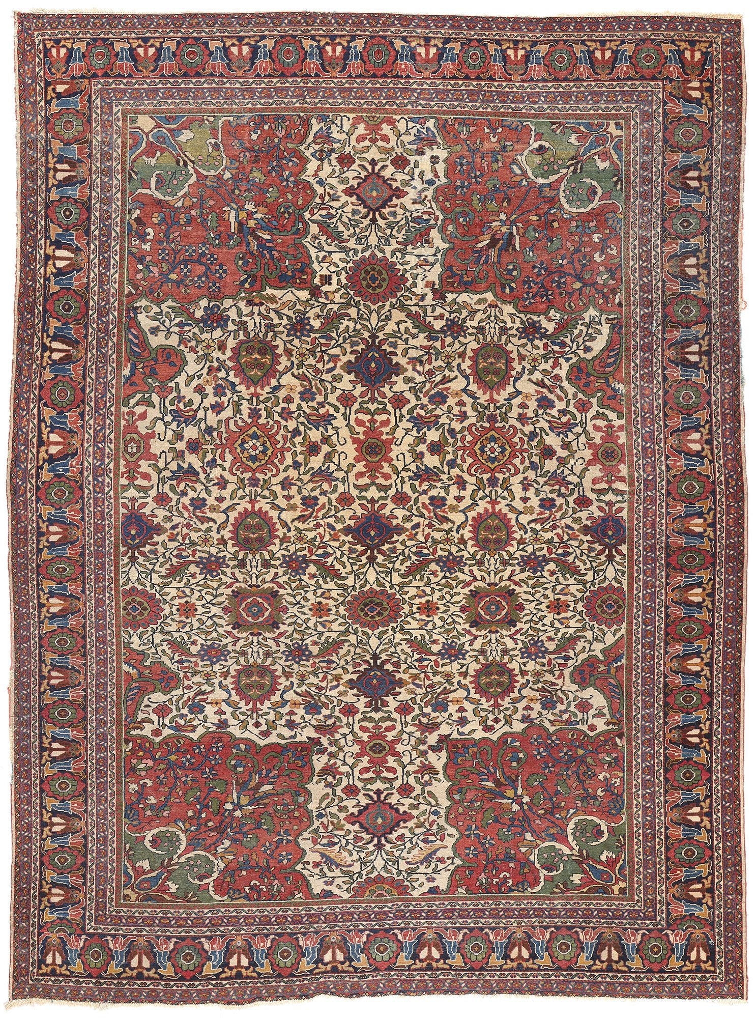 10 x 13 Antique Persian Ivory Mahal Rug 78656