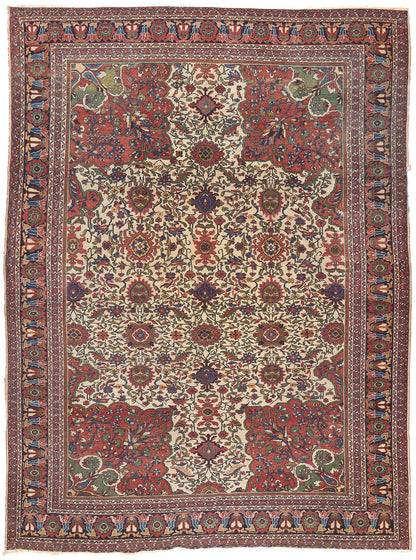 10 x 13 Antique Persian Ivory Mahal Rug 78656
