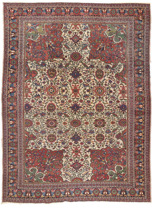 10 x 13 Antique Persian Ivory Mahal Rug 78656