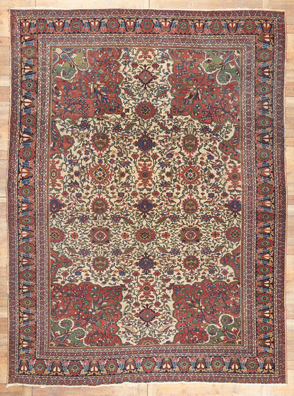 10 x 13 Antique Persian Ivory Mahal Rug 78656