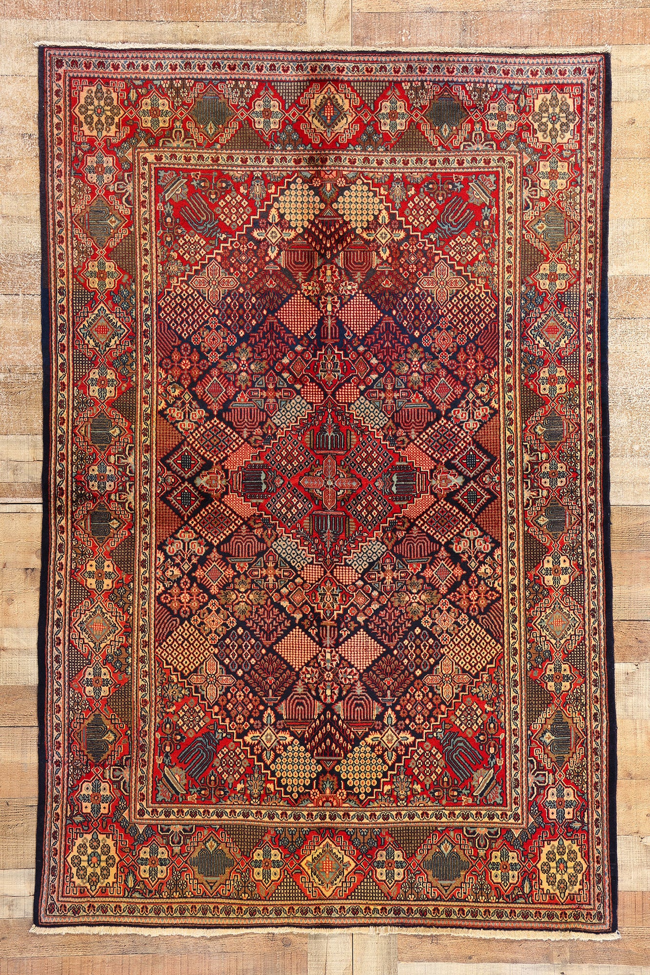 4 x 7 Antique Persian Kashan Rug 53758