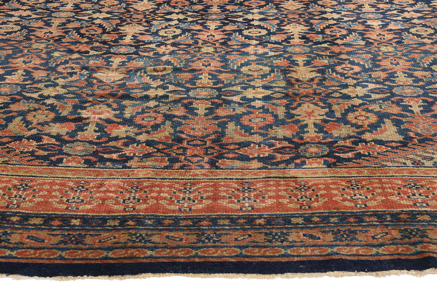 10 x 13 Antique Navy Blue Persian Kurdish Rug 51634