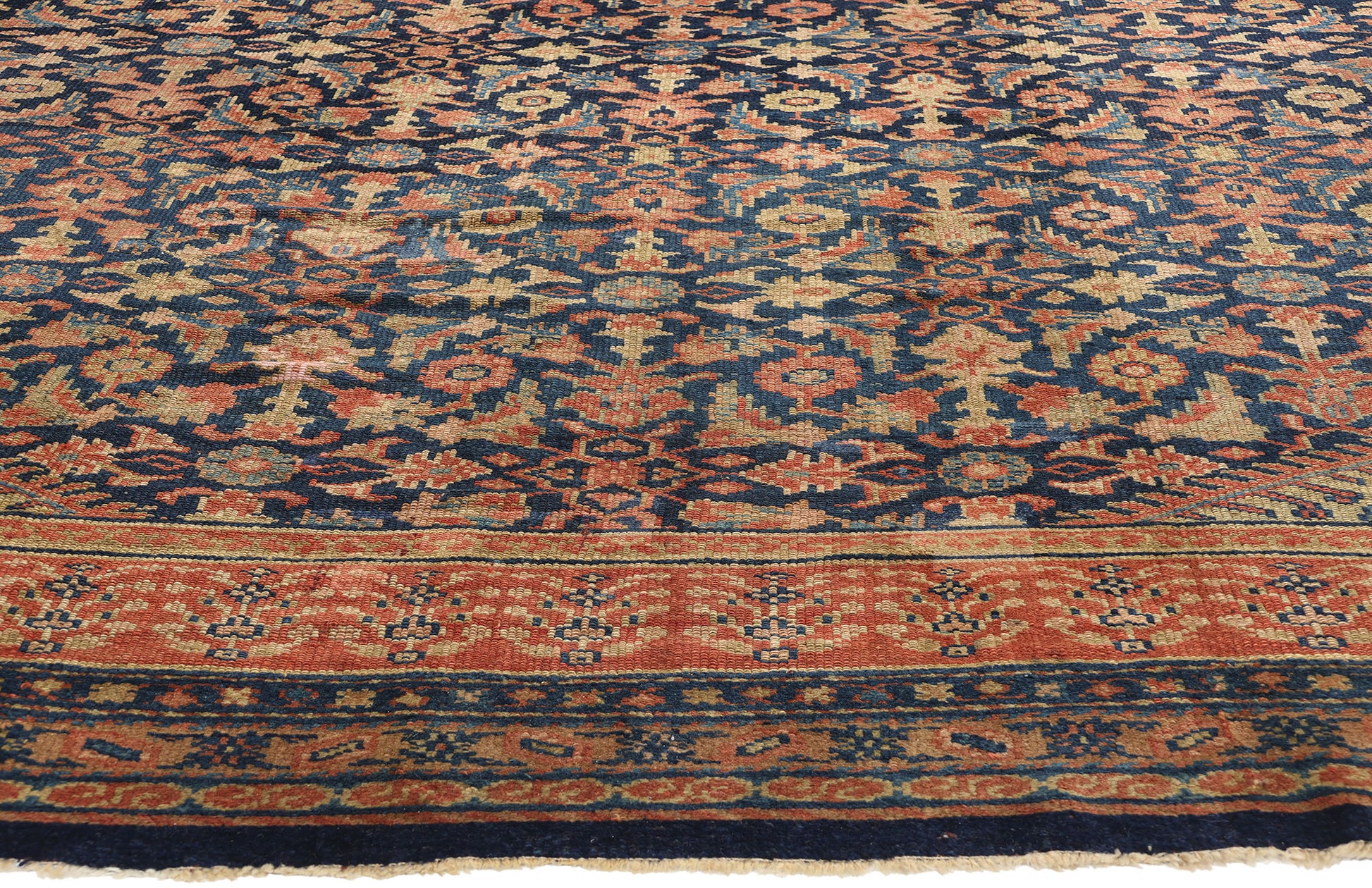 10 x 13 Antique Navy Blue Persian Kurdish Rug 51634