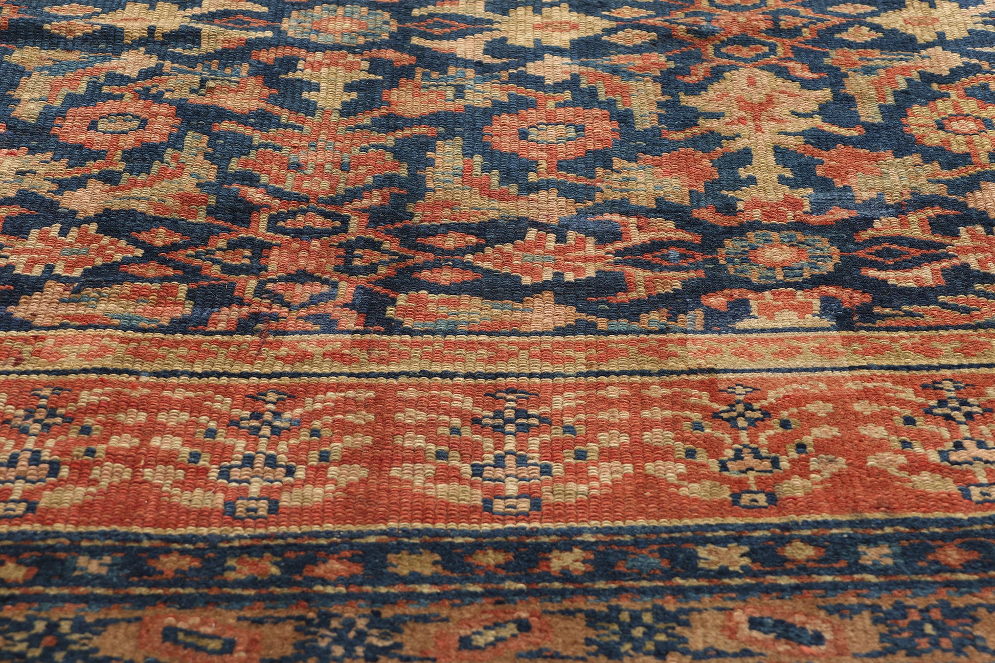 10 x 13 Antique Navy Blue Persian Kurdish Rug 51634