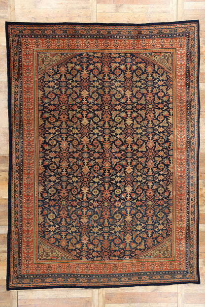 10 x 13 Antique Navy Blue Persian Kurdish Rug 51634