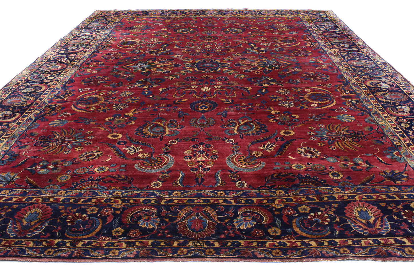 11 x 15 Antique Persian Yazd Rug 76761