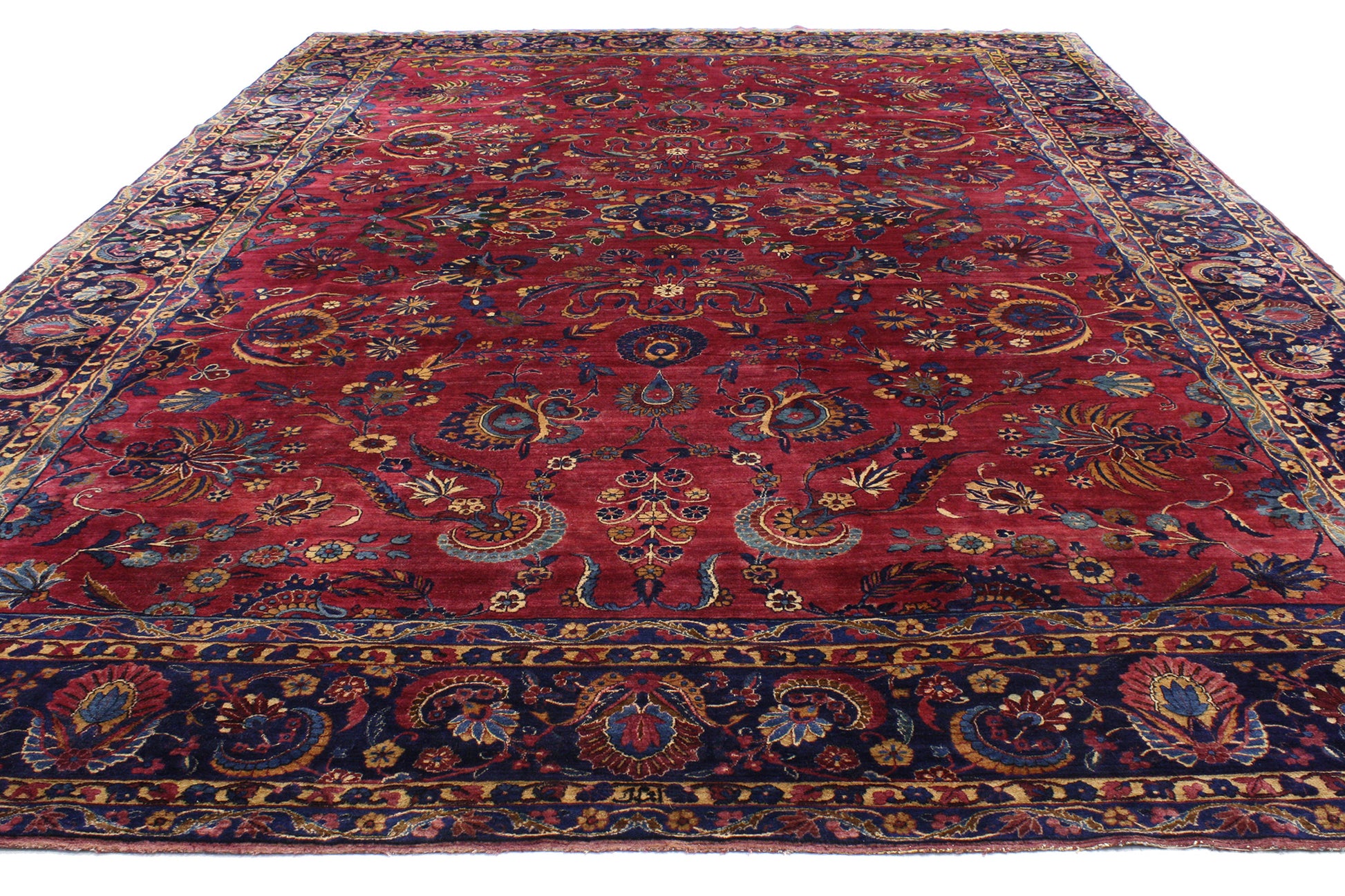 11 x 15 Antique Persian Yazd Rug 76761