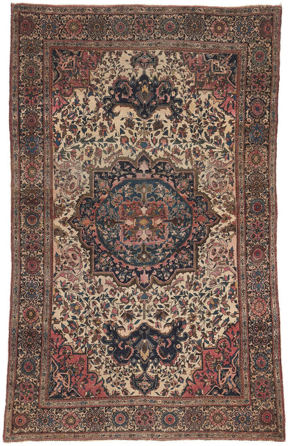 4 x 6 Antique Persian Sarouk Farahan Rug 78683