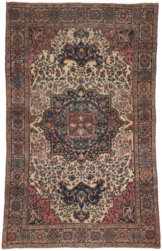 4 x 6 Antique Persian Sarouk Farahan Rug 78683