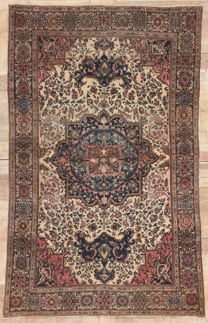 4 x 6 Antique Persian Sarouk Farahan Rug 78683