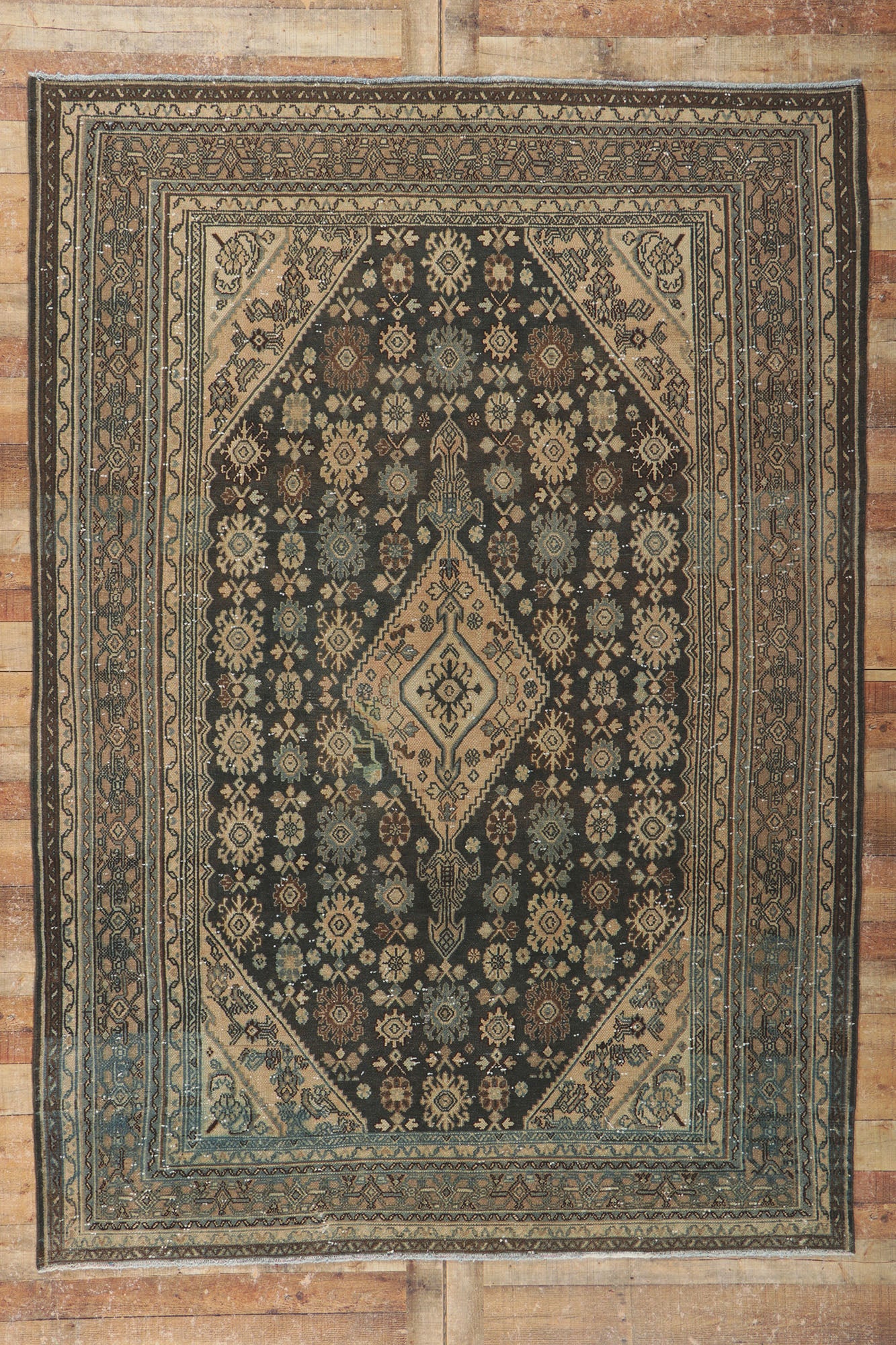 7 x 10 Vintage Persian Hamadan Rug 61007