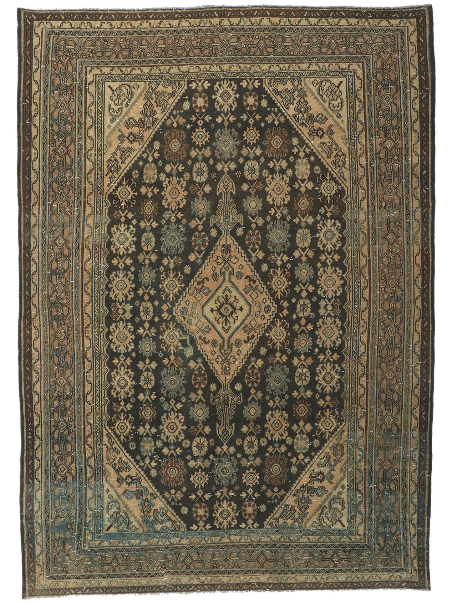7 x 10 Vintage Persian Hamadan Rug 61007