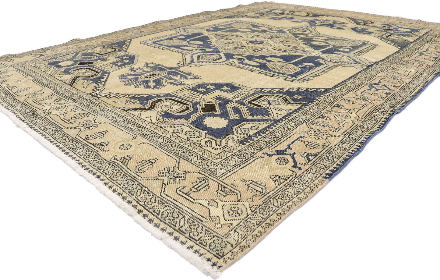 7 x 10 Distressed Antique Persian Viss Rug 60943