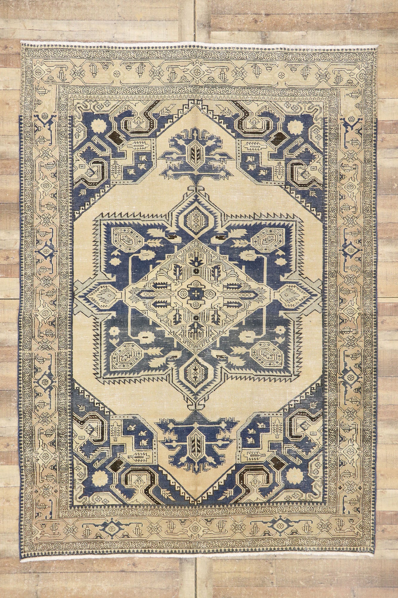7 x 10 Distressed Antique Persian Viss Rug 60943