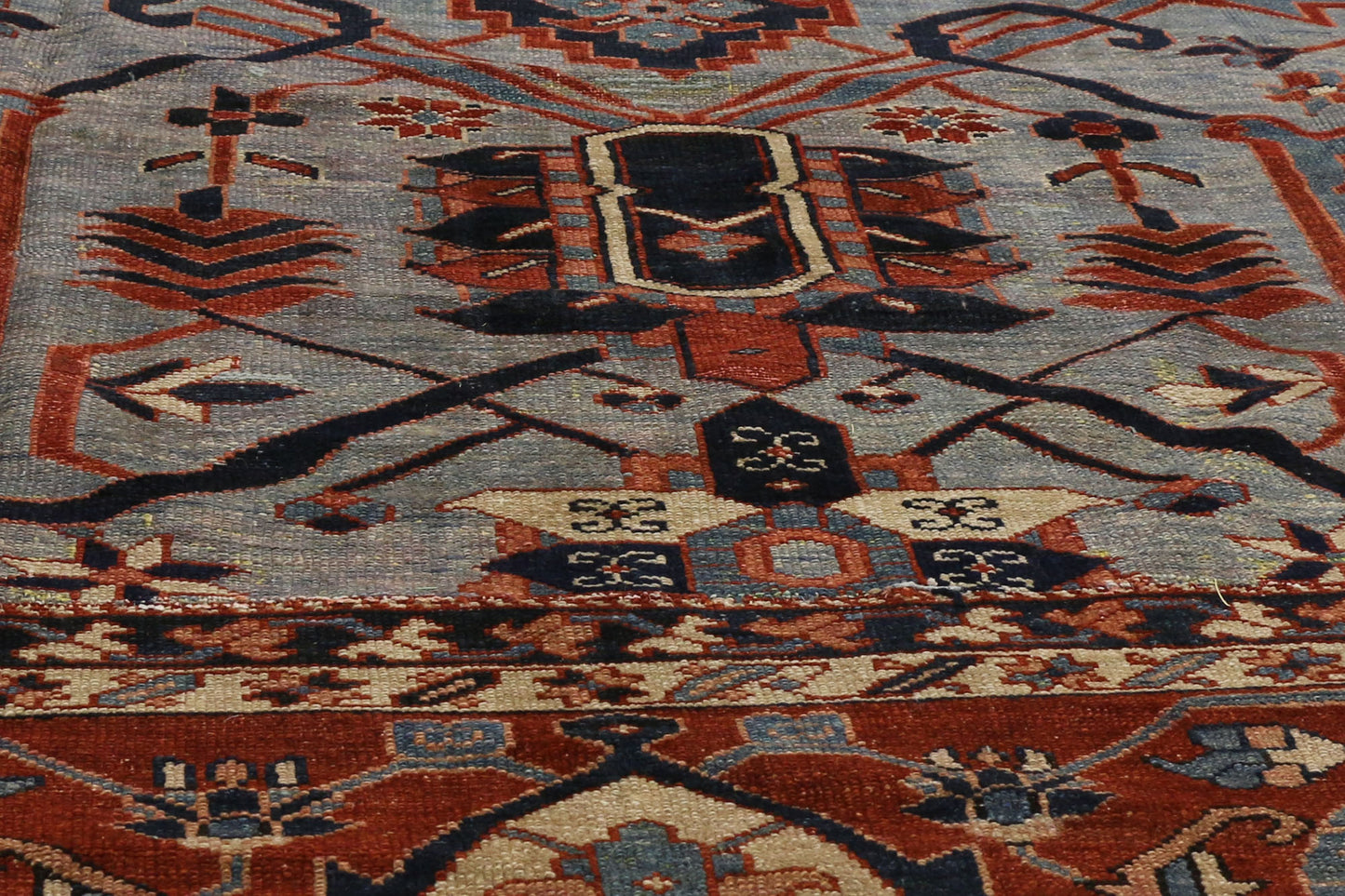 9 x 14 Antique Persian Serapi Rug 74059