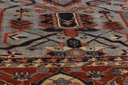9 x 14 Antique Persian Serapi Rug 74059