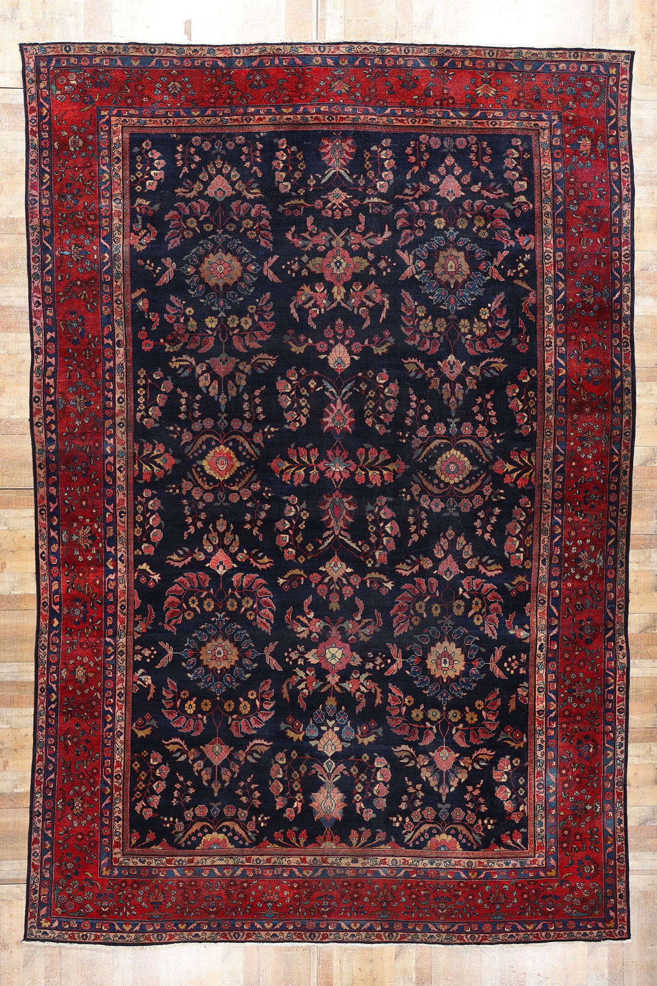 12 x 19 Antique Persian Sarouk Mahal Rug 90023