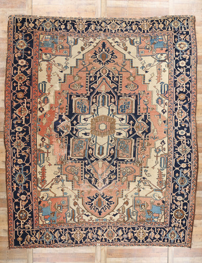11 x 13 Antique Persian Serapi Rug 78902