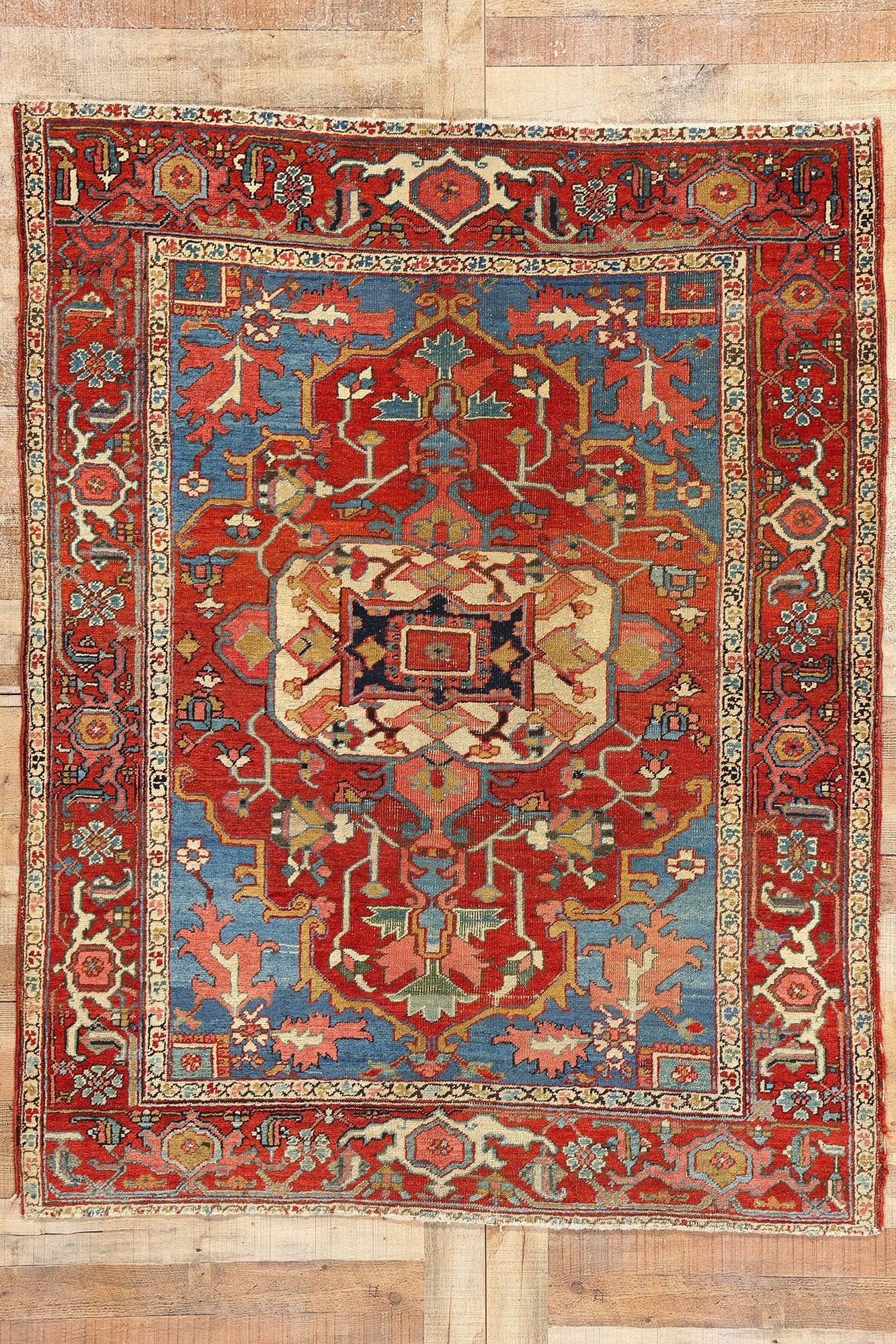5 x 6 Antique Persian Serapi Rug 78168