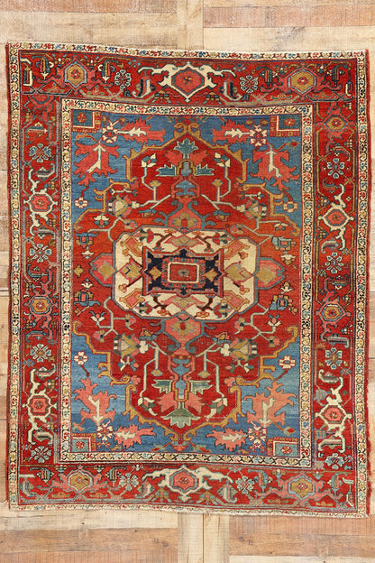 5 x 6 Antique Persian Serapi Rug 78168