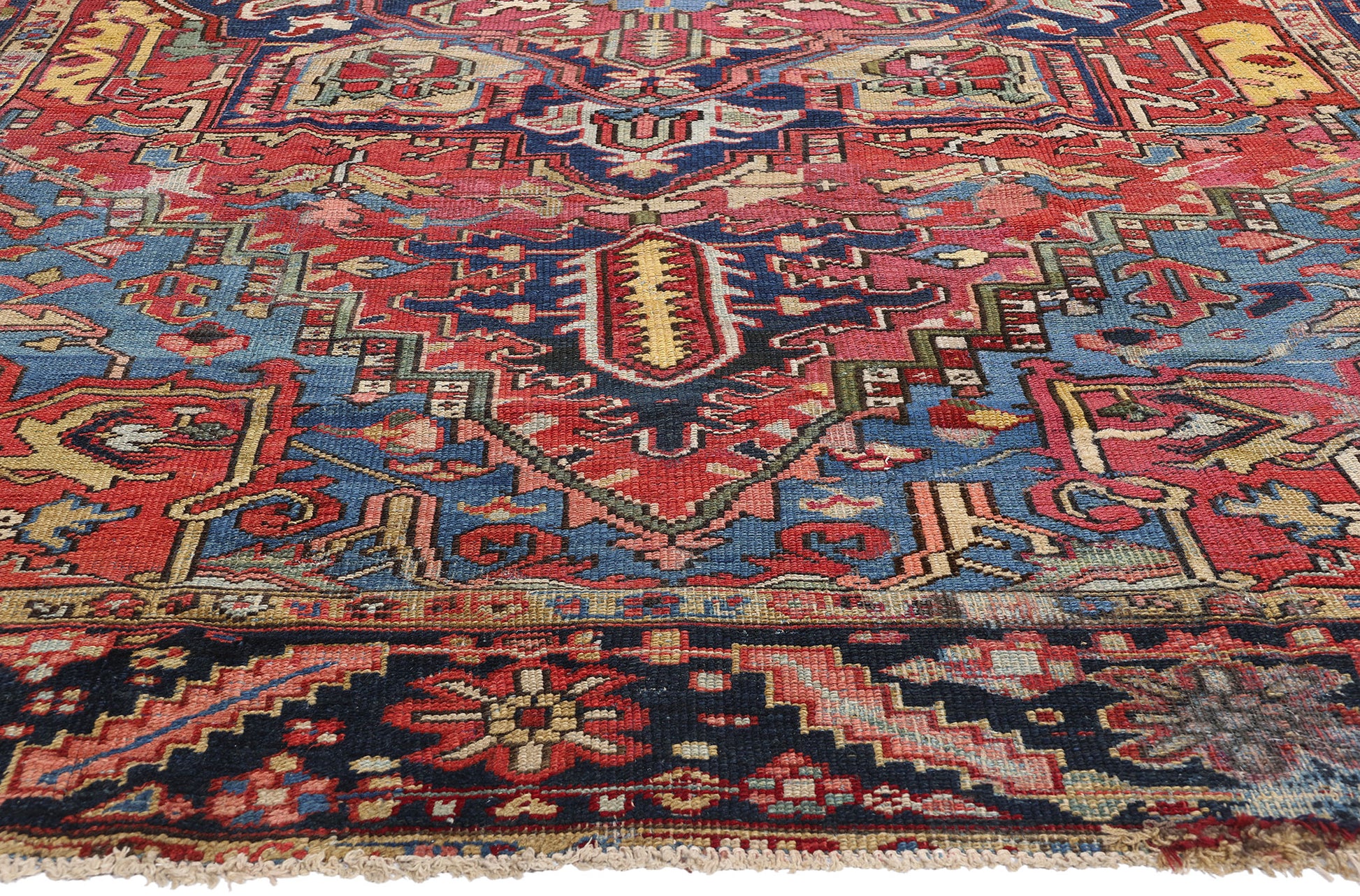 9 x 12 Antique Persian Serapi Rug 90025