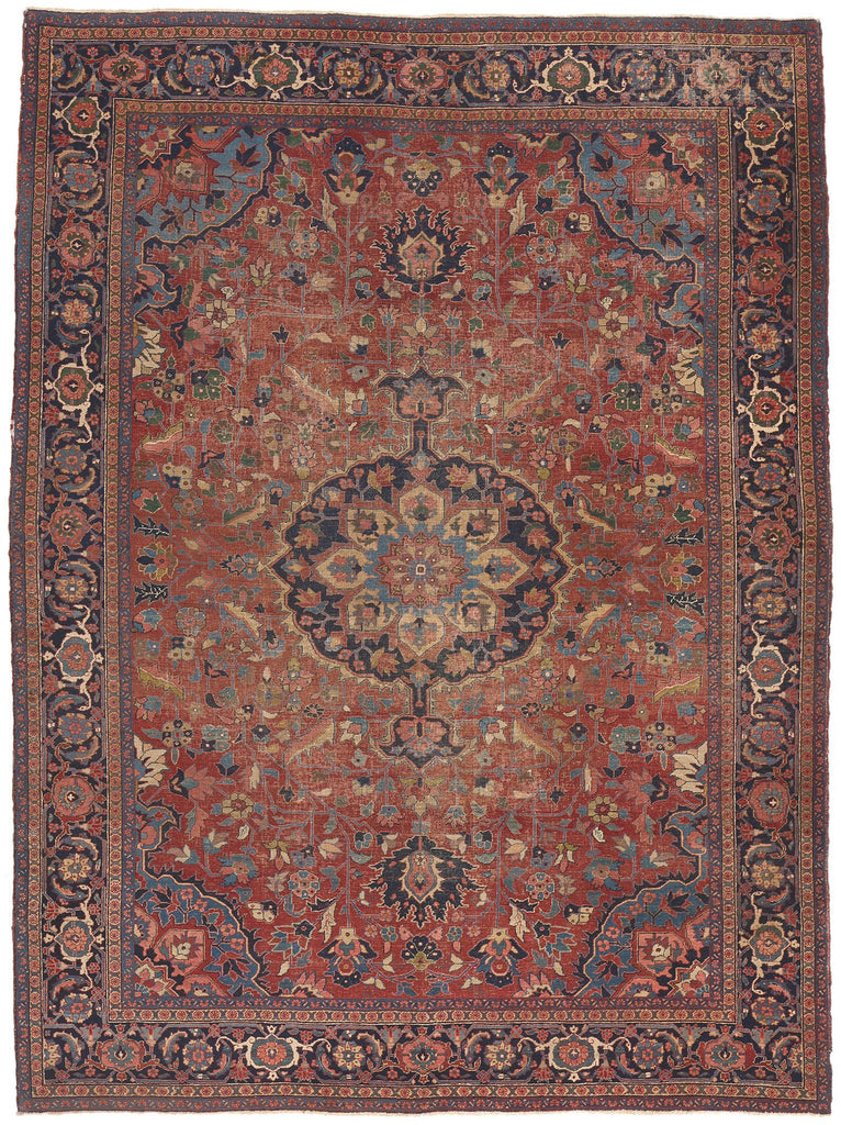 9 x 12 Antique Persian Serapi Rug 78709