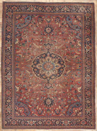 9 x 12 Antique Persian Serapi Rug 78709