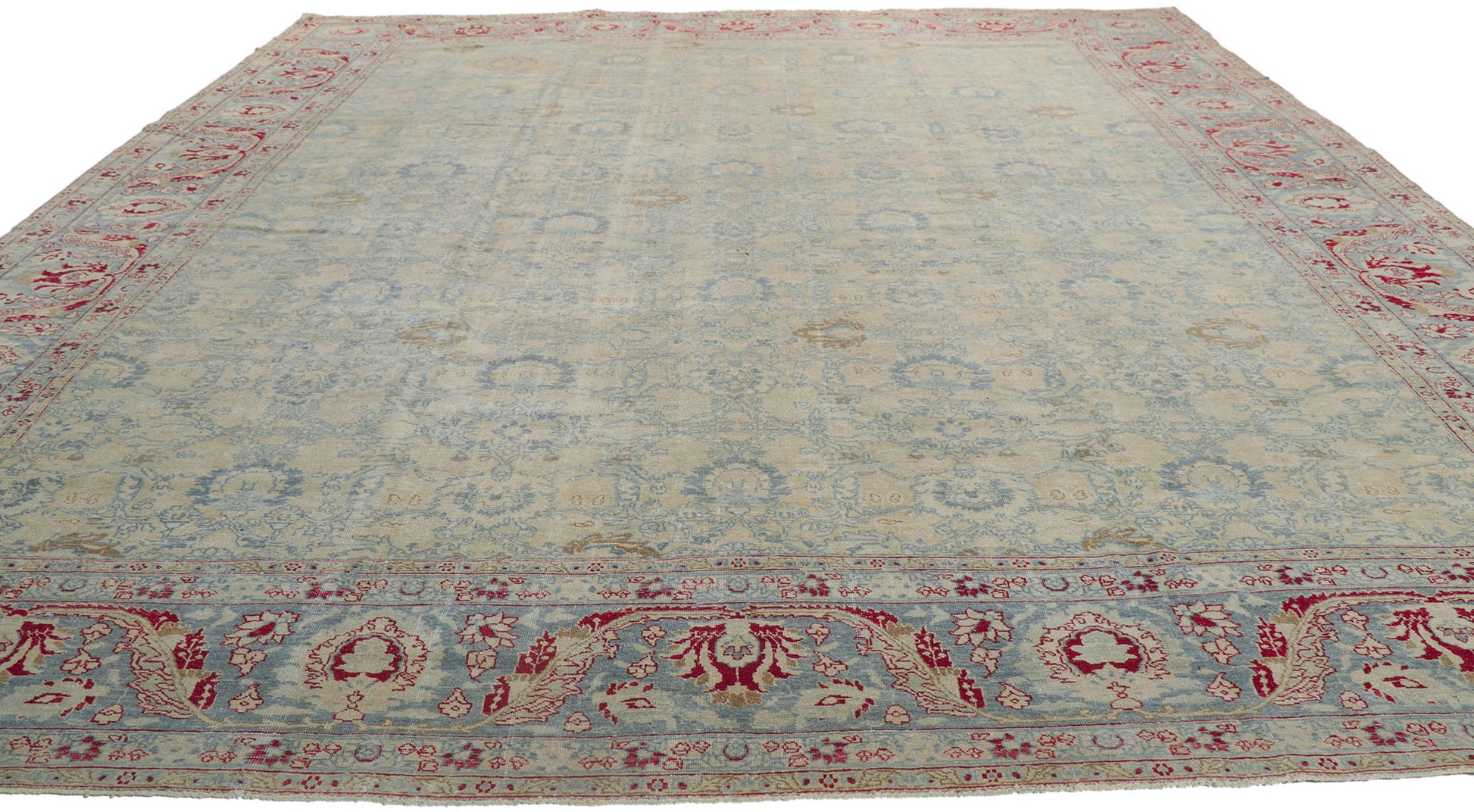 11 x 14 Antique-Worn Persian Tabriz Rug 53774