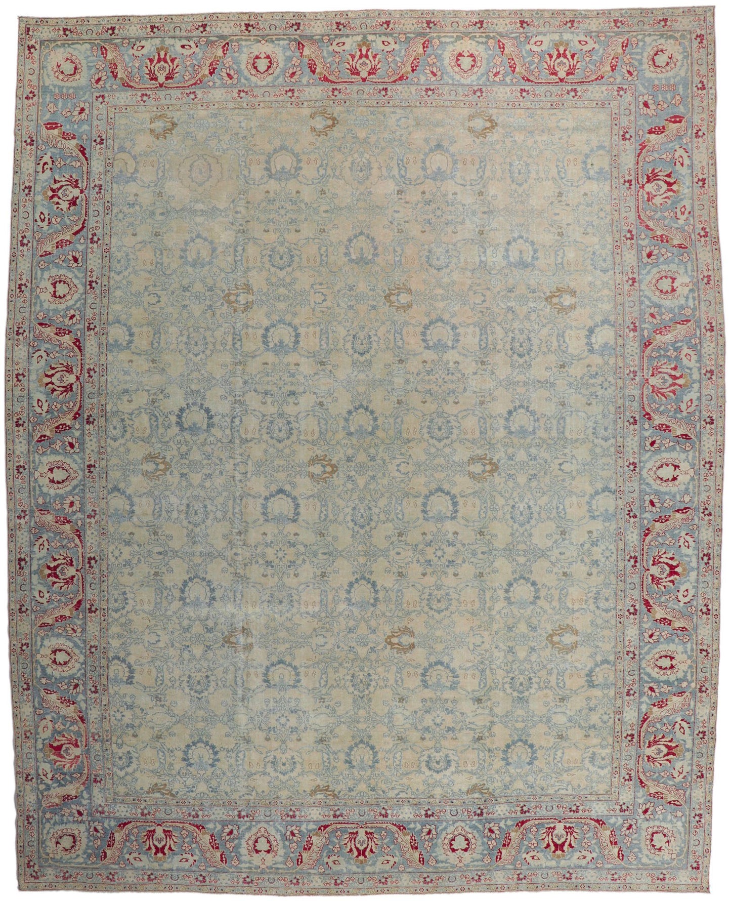 11 x 14 Antique-Worn Persian Tabriz Rug 53774