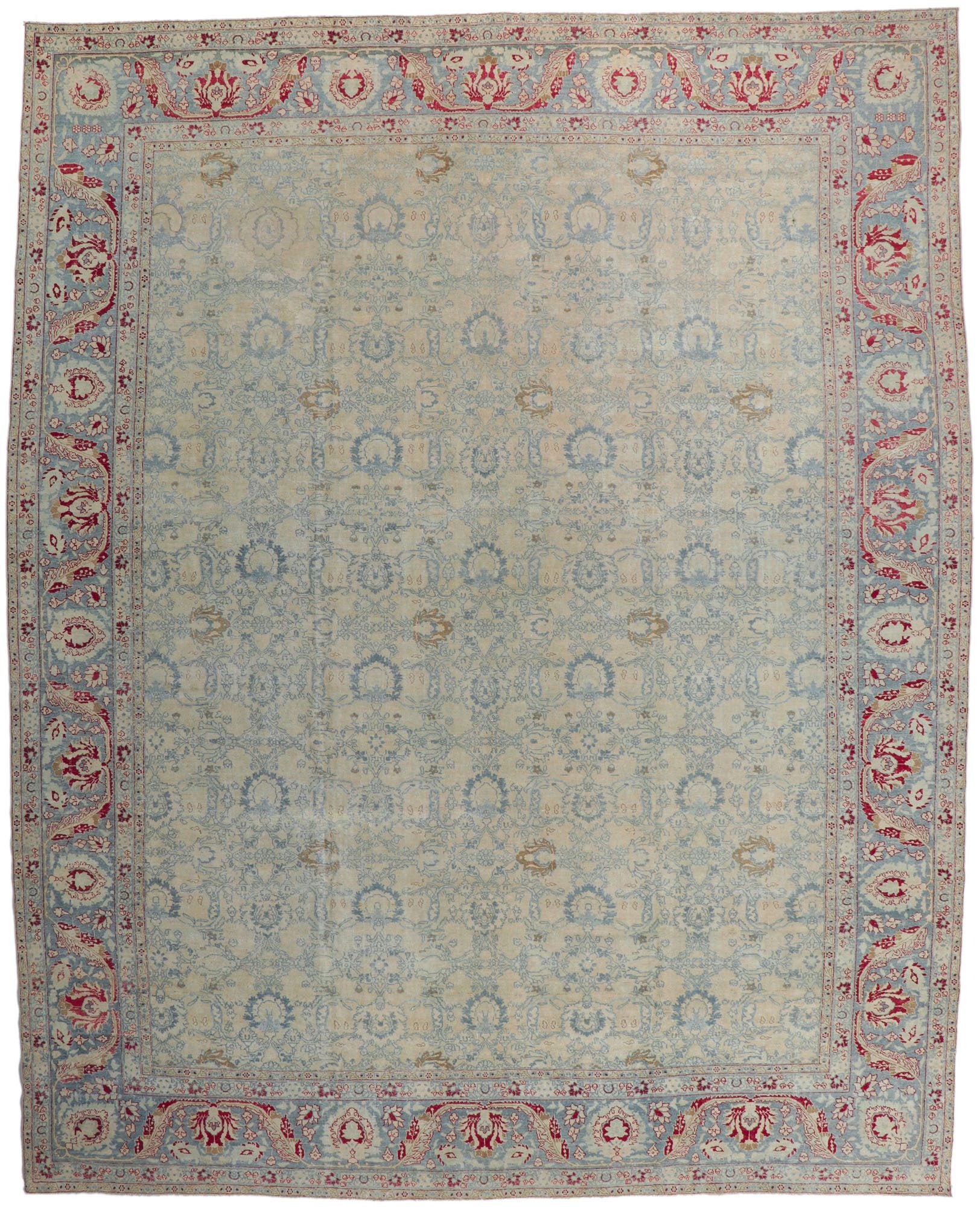 11 x 14 Antique-Worn Persian Tabriz Rug 53774