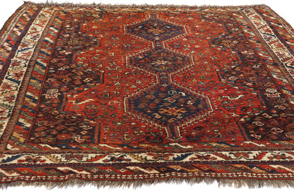 6 x 6 Antique Persian Shiraz Rug 78155