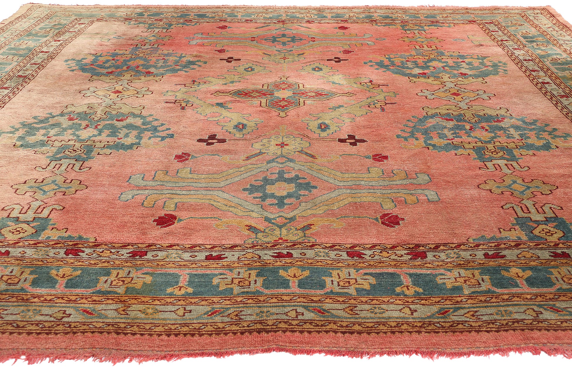 10 x 11 Antique Pink Turkish Oushak Rug 78729