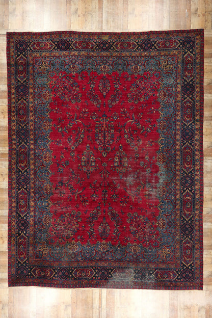 13 x 17 Antique Red Persian Kerman Rug 78753