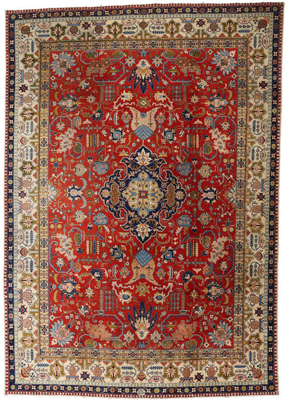 9 x 13 Antique Red Persian Tabriz Rug 78830
