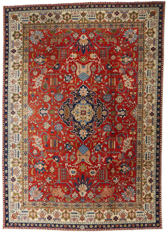 9 x 13 Antique Red Persian Tabriz Rug 78830