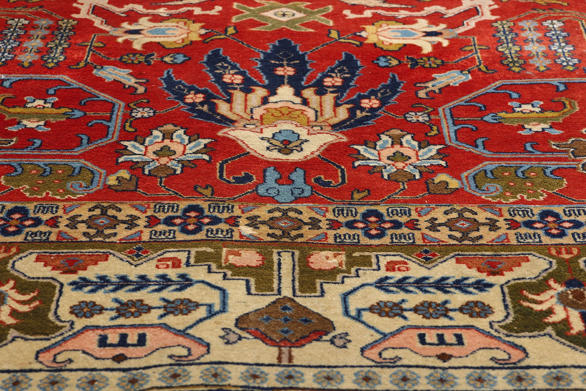 9 x 13 Antique Red Persian Tabriz Rug 78830