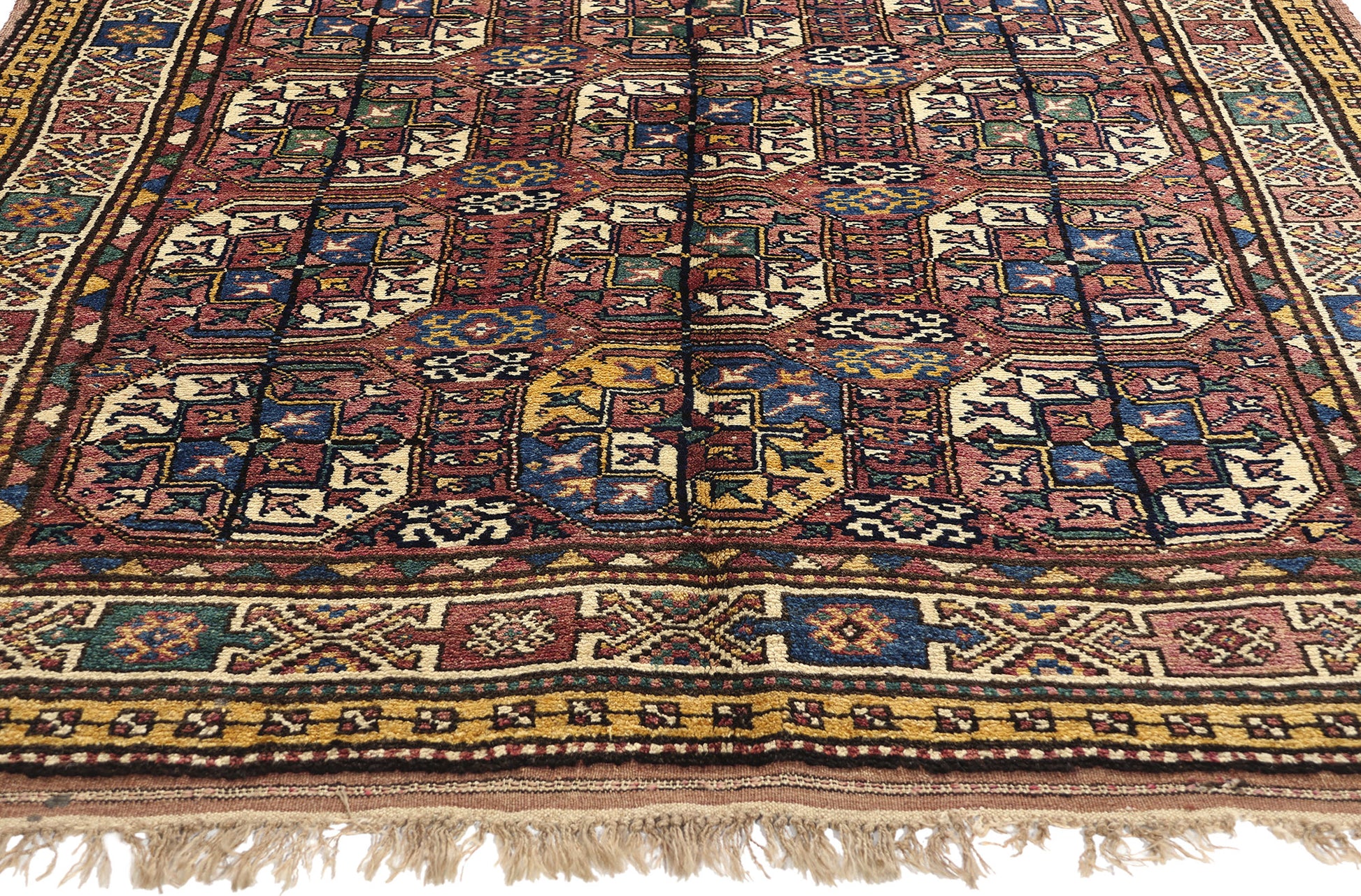 5 x 8 Antique Plum Caucasian Azerbaijan Tekke Rug 60892
