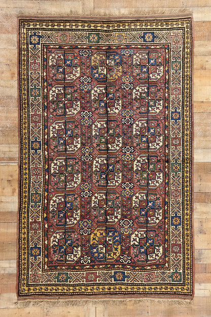 5 x 8 Antique Plum Caucasian Azerbaijan Tekke Rug 60892