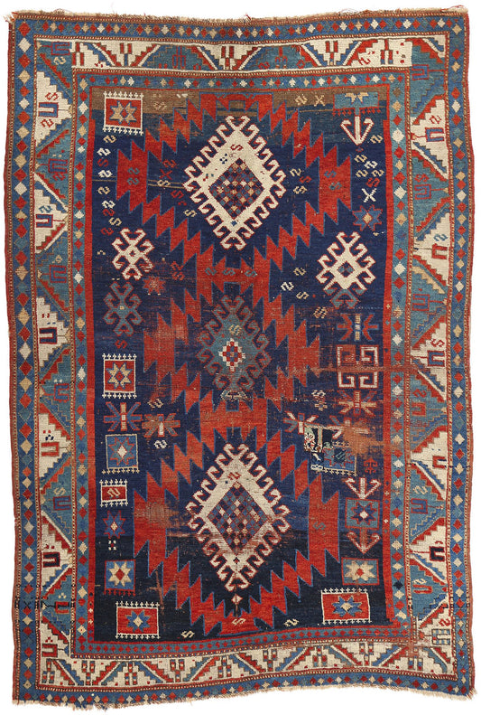 5 x 7 Antique Caucasian Kazak Rug 78210