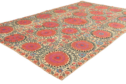 4 x 5 Antique Uzbek Suzani Tapestry 78199
