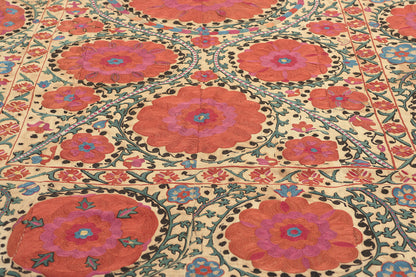 4 x 5 Antique Uzbek Suzani Tapestry 78199
