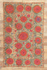 4 x 5 Antique Uzbek Suzani Tapestry 78199