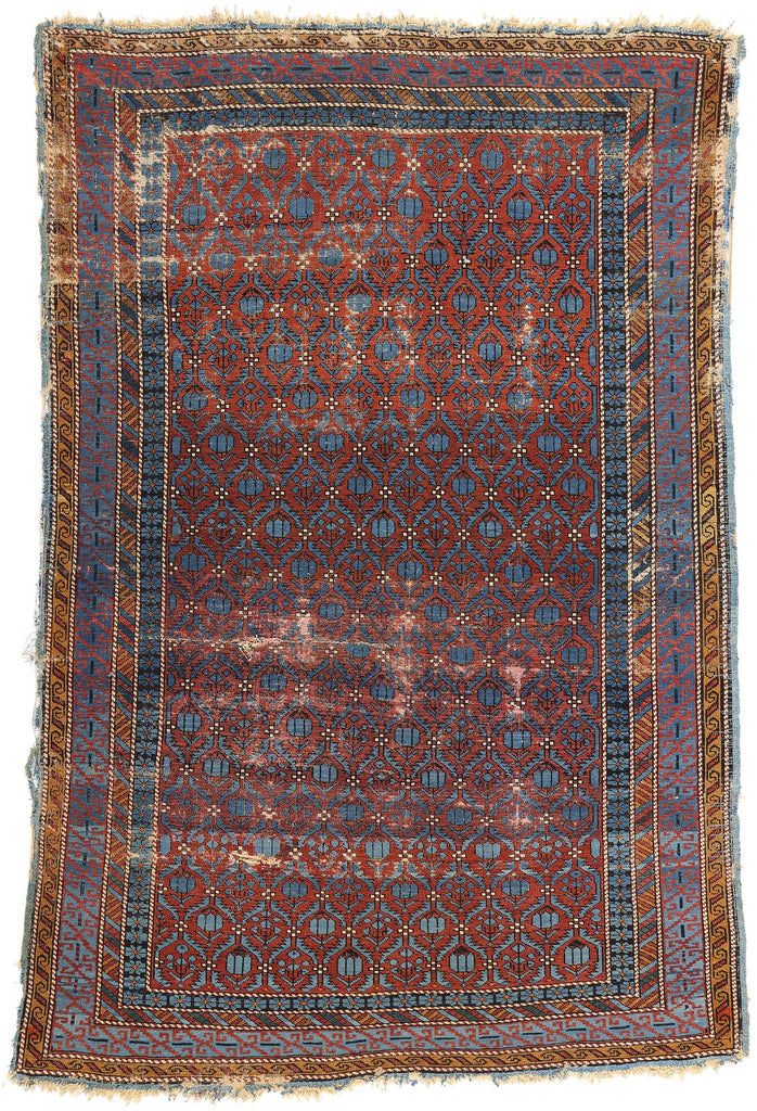 4 x 6 Antique-Worn Persian Kuba Rug 78840