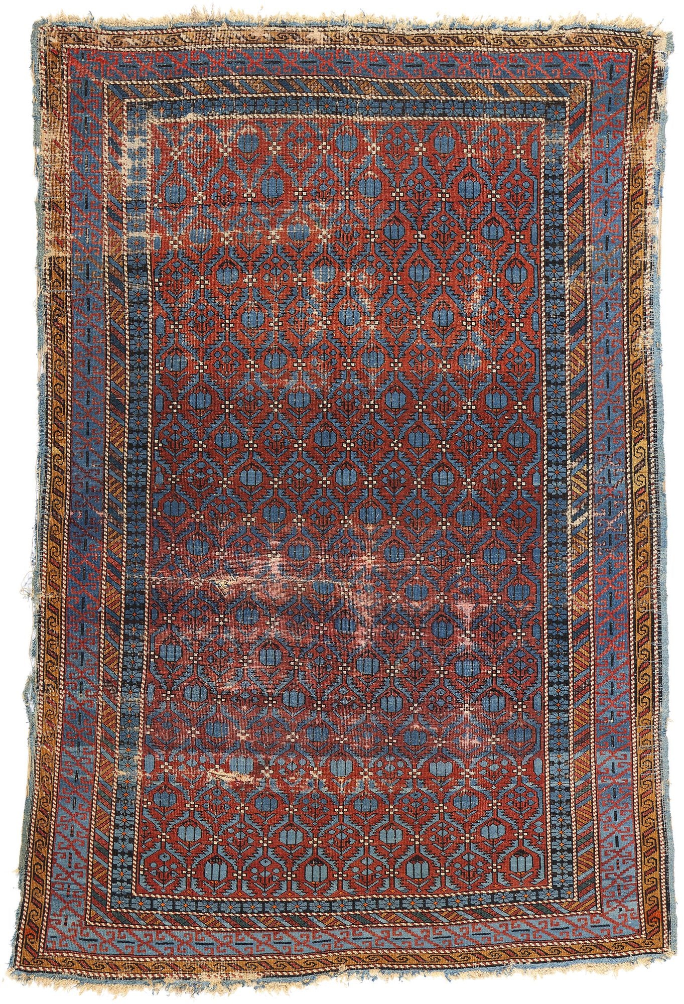 4 x 6 Antique-Worn Persian Kuba Rug 78840