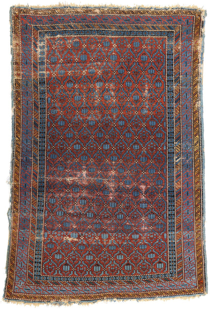 4 x 6 Antique-Worn Persian Kuba Rug 78840