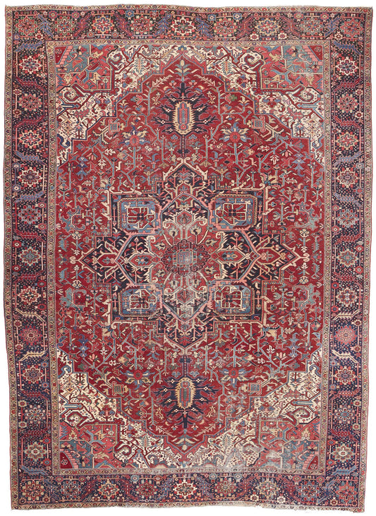 12 x 16 Antique-Worn Persian Heriz Rug 78657
