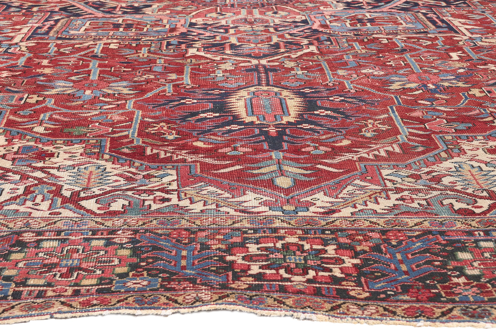 12 x 16 Antique-Worn Persian Heriz Rug 78657