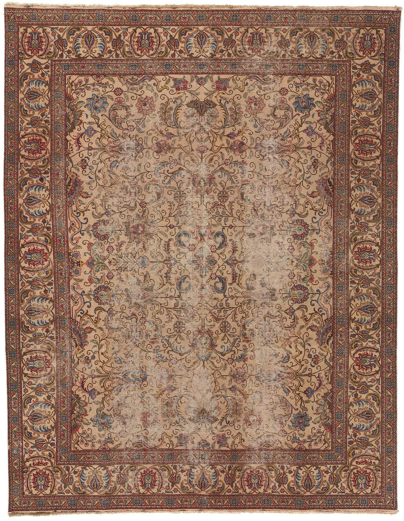 10 x 12 Antique-Worn Persian Tabriz Rug 74332