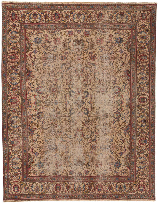 10 x 12 Antique-Worn Persian Tabriz Rug 74332