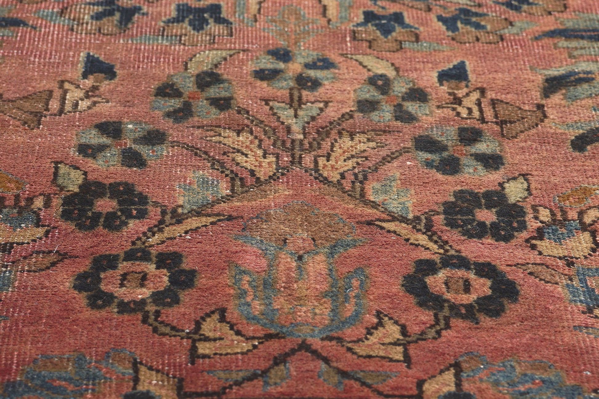 4 x 7 Antique-Worn Persian Sarouk Rug 78655